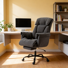 HOMCOM - Fauteuil de bureau exécutif inclinable avec repose-pieds et dossier pliant - gris foncé-Rotation fluide à 360°, roues silencieuses en PU qui glissent sans bruit sur tous les sols