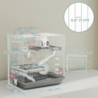PawHut - Cage à hamster 3 niveaux, cage portable pour gerbille avec tunnel - gris-Un espacement des barreaux de 0,4 po (1 cm) garde votre hamster en sécurité tout en assurant la circulation de l’air dans la cage  
