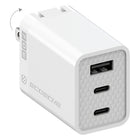 Scosche - Chargeur domestique PowerVolt PD70 70 W à double port USB-C et port USB-A unique avec fonction alimentation électrique-Recharge rapidement et en toute sécurité jusqu'à 3 appareils simultanément