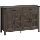 HOMCOM - Buffet 47,2 po L, armoire de rangement, espresso-Finition effet bois, portes de grange et accents métalliques ajoutent un charme rustique de ferme 