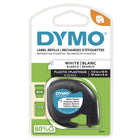 DYMO - Ruban d'étiquettes LetraTag, 12 mm, noir sur blanc, plastique-Résistant, effaçable et étanche
