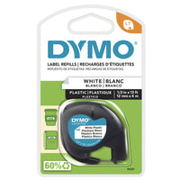 DYMO - Ruban d'étiquettes LetraTag, 12 mm, noir sur blanc, plastique-Résistant, effaçable et étanche