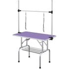 PawHut - Table de Toilettage pour Chien Réglable avec 2 Sangles de Sécurité - Violet-Cadre en métal solide pour une fiabilité et une résistance durables