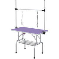 PawHut - Table de Toilettage pour Chien Réglable avec 2 Sangles de Sécurité - Violet-Cadre en métal solide pour une fiabilité et une résistance durables