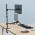 SHOPPINGALL Support extra haut pour ordinateur portable et moniteur double avec poteau de 31,5 pouces pour ordinateur portable jusqu'à 17" Moniteurs jusqu'à 32" - SA-LH07L-Noir-[GESTION DES CÂBLES] Livré avec des clips de gestion des câbles intégrés pour un rangement pratique des câbles et des clés de réglage. Améliore l'efficacité de l'espace de travail en évitant l'encombrement du bureau. Comprend un tampon anti-rayures sur la base pour protéger votre bureau des rayures.