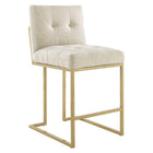 Modway - Privy Tissu rembourré Tabouret de comptoir - Beige doré - Ensemble de 2-Touffe élégante de biscuits