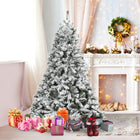 HOMCOM - Sapin de Noël artificiel floqué de neige de 1 - 8 m à LED blanc chaud-Les pieds amovibles et les embouts de branches rendent le démontage et le stockage rapides et faciles 