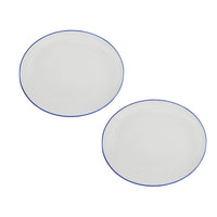 Casa Domani - Plateau Ovale Café Bleu 37x31 cm - Lot de 2-Fait de porcelaine