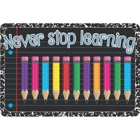 Ashley Productions - The Original Fun Mat - Tapis de Bienvenue - 15 -5" x 23 -5" - Bienvenue et Ne Cessez Jamais d'Apprendre-Mesure et Design : Le paillasson Never Stop Learning mesure 15,5 po x 23,5 po.