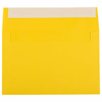 JAM Paper - Enveloppes d'invitation colorées A9 avec fermeture autocollante - 5 3/4 x 8 3/4 - jaune recyclé - paquet de 100-Ces enveloppes sont parfaites pour envoyer des invitations, des cartes de voeux, des RSVP, des cartes de remerciement, des cadeaux d'anniversaire, des remises de diplômes, des vacances et plus encore