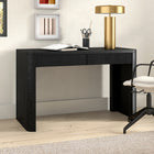 Hudson&Canal - Bureau rectangulaire cannelé Palmera 47,5 po de large, finition grain noir-Un design contemporain moderne pour votre bureau à domicile, votre coin cuisine, votre salon et plus encore