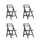 Manhattan Comfort - Lot de 4 chaises pliantes de salle à manger Pullman 46 cm style industriel chic, noir et cannage naturel-Moderne - Chaise de salle à manger pliante en rotin au style industriel chic, parfaite pour la salle à manger, lot de 4