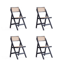 Manhattan Comfort - Lot de 4 chaises pliantes de salle à manger Pullman 46 cm style industriel chic, noir et cannage naturel-Moderne - Chaise de salle à manger pliante en rotin au style industriel chic, parfaite pour la salle à manger, lot de 4