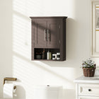kleankin - Armoire murale de salle de bain avec étagère - brun-L’armoire avec portes et étagère ouverte permet de ranger vos produits de beauté et articles d’hygiène quotidiens