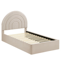 Modway - Solana Arqué Performance Velvet Lit à plateforme jumelle, Amande-Sellerie en velours Performance résistante aux taches