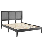 Modway - Sirocco Rotin et bois Lit de plateforme complet, Noir-Lit à plateforme complet avec tête de lit