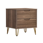 Manhattan Comfort - Table de nuit Avira 20" style mid-century moderne à 2 tiroirs - Marron-Façade de tiroir minimaliste avec poignée découpée discrète pour une apparence moderne et homogène