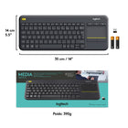 Logitech - Clavier tactile sans fil K400 Plus, noir, français-Compatible avec plusieurs systèmes d'exploitation