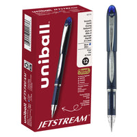 uni-ball - stylo à bille Uniball Jetstream stick - Pointe fine - 0,7 mm - Encre bleue - paquet de 12-L’encre hybride indélébile mélange la douceur et l’éclat d’un stylo à encre gel avec la vitesse de séchage rapide d’un stylo à bille
