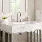 Modway - Gridiron 36" Vanette de salle de bain - Argent blanc-Acier inoxydable