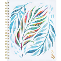 Cambridge - Agenda hebdomadaire/mensuel feuille bleue EttaVee 2024-2025 - 8 1/2 po x 11 po - bleu - anglais-Couverture en poly durable avec design de feuille audacieux