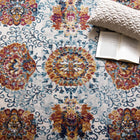 Modway - Entourage Treillis marocain floraux vieillis Kensie Tapis de comédie 8 pi l x 10 pi L - Ivoire Bleu Rouge Orange Jaune-Protégez les planchers contre le passage des piétons / du mobilier