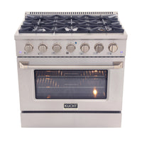 Kucht - 36 po Série KDF Cuisinière Pro Style au gaz naturel - Acier inoxydable-Cuisinez et pâtissez comme un professionnel avec le four à convection extra-large de 5,2 pi³, configuration à 5 grilles et grande fenêtre de four