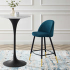 Modway - Cordial Tissu Tabourets de comptoir - Azure - Ensemble de 2-Jambes en métal noir mat