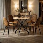 Homy Casa - Chaises d'accueil 4 places, tissu rembourré brun-Parfait pour les tables de 30" à 36" : Idéal pour cuisines, appartements et bureaux.