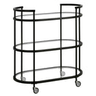 Hudson&Canal - Chariot de bar ovale Leif 30 po de largeur - Bronze noirci-Un design contemporain moderne pour votre cuisine, votre bureau, votre espace de divertissement et plus encore