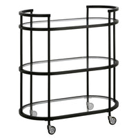 Hudson&Canal - Chariot de bar ovale Leif 30 po de largeur - Bronze noirci-Un design contemporain moderne pour votre cuisine, votre bureau, votre espace de divertissement et plus encore