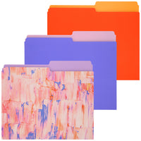 Merangue - Chemises à fiches - Format lettre - Peinture rose - Paquet de 3-Chemises de classement coupées à moitié réversibles