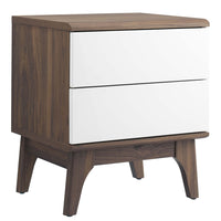 Modway - Envision 2 tiroirs Table de chevet, Blanc noyer-Table de chevet rétro moderne