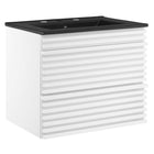 Modway - Render Support mural de 24" Vanette de salle de bain - Blanc Noir-Vanité moderne du milieu du siècle