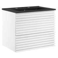 Modway - Render Support mural de 24" Vanette de salle de bain - Blanc Noir-Vanité moderne du milieu du siècle