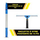 Gritt Commercial - Ensemble de nettoyage de vitres - Raclette pivotante de 14 po - Manche télescopique de 20 po - Lot de 2-Longueur de la lame : 14 po