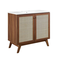 Modway - Soma 36" Vanette de salle de bain - Blanc noyer-MDF et panneau de particules