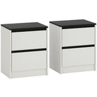 HOMCOM - Tables de chevet pour chambre - blanc - lot de 2-Ensemble de 2 tables de nuit garantit une installation élégante et symétrique de chaque côté du lit 