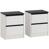HOMCOM - Tables de chevet pour chambre - blanc - lot de 2-Ensemble de 2 tables de nuit garantit une installation élégante et symétrique de chaque côté du lit 