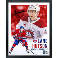 Frameworth - Cadre Lane Hutson Collage Portrait Canadiens - Impression Encadrée - 16 po L x 20 po H-Sous licence officielle de la LNH et NHLPA - met en vedette Lane Hutson et les Canadiens de Montréal avec signature en fac-similé imprimée