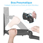 ShoppingAll Support de bureau pour écran LCD avec bras à double ressort à gaz entièrement réglable - Noir-Rotation à 360 degrés pour passer d'un moniteur en position paysage à un moniteur en position portrait
