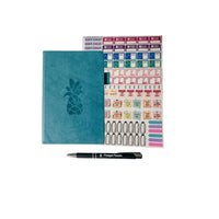 Wamaco - Collection Essential Planning Ananas - Agenda non daté bleu sarcelle, autocollants et stylo-Pratique - Cet ensemble est suffisamment petit pour se glisser dans la plupart des sacs ou des porte-monnaie.
