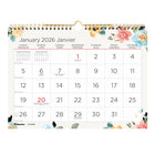 Blueline - 2026 Calendrier mural mensuel Blossom - 8 po x 11 po - Bilingue-12 mois: janvier 2026 à décembre 2026