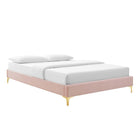 Modway - Sutton Performance Velvet Cadre de lit complet, Rose-Poutre centrale renforcée et jambes de soutien