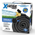 Xhose - Tuyau d'arrosage extensible Pro 50'-Tuyau extensible: s’étend jusqu’à 3x avec la pression de l’eau puis se rétracte quand l’eau s’arrête pour un rangement compact et facile