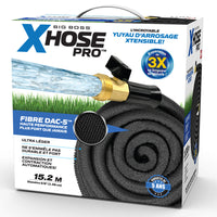 Xhose - Tuyau d'arrosage extensible Pro 50'-Tuyau extensible: s’étend jusqu’à 3x avec la pression de l’eau puis se rétracte quand l’eau s’arrête pour un rangement compact et facile