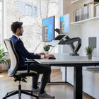 ShoppingAll - Support double pour moniteur VESA et ordinateur portable avec bras à ressort à gaz entièrement réglable et pince de bureau - Noir-8