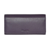Club Rochelier - Portefeuille pochette pour femme avec chéquier et soufflet - Prune-Fermeture à pression