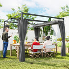 Outsunny - Tonnelle Extérieur, Pergola avec Auvent Rétractable et Rideaux - 10 pi x 10 pi - Gris Foncé-La toile de pergola avec revêtement PA offre une protection solaire UPF30+ pour plus de confort et de sécurité à l’extérieur 