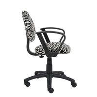 Nicer Furniture - chaise de travail en microfibre avec accoudoirs en boucle - zèbre-Siège rembourré épais avec dossier et soutien lombaire intégrés